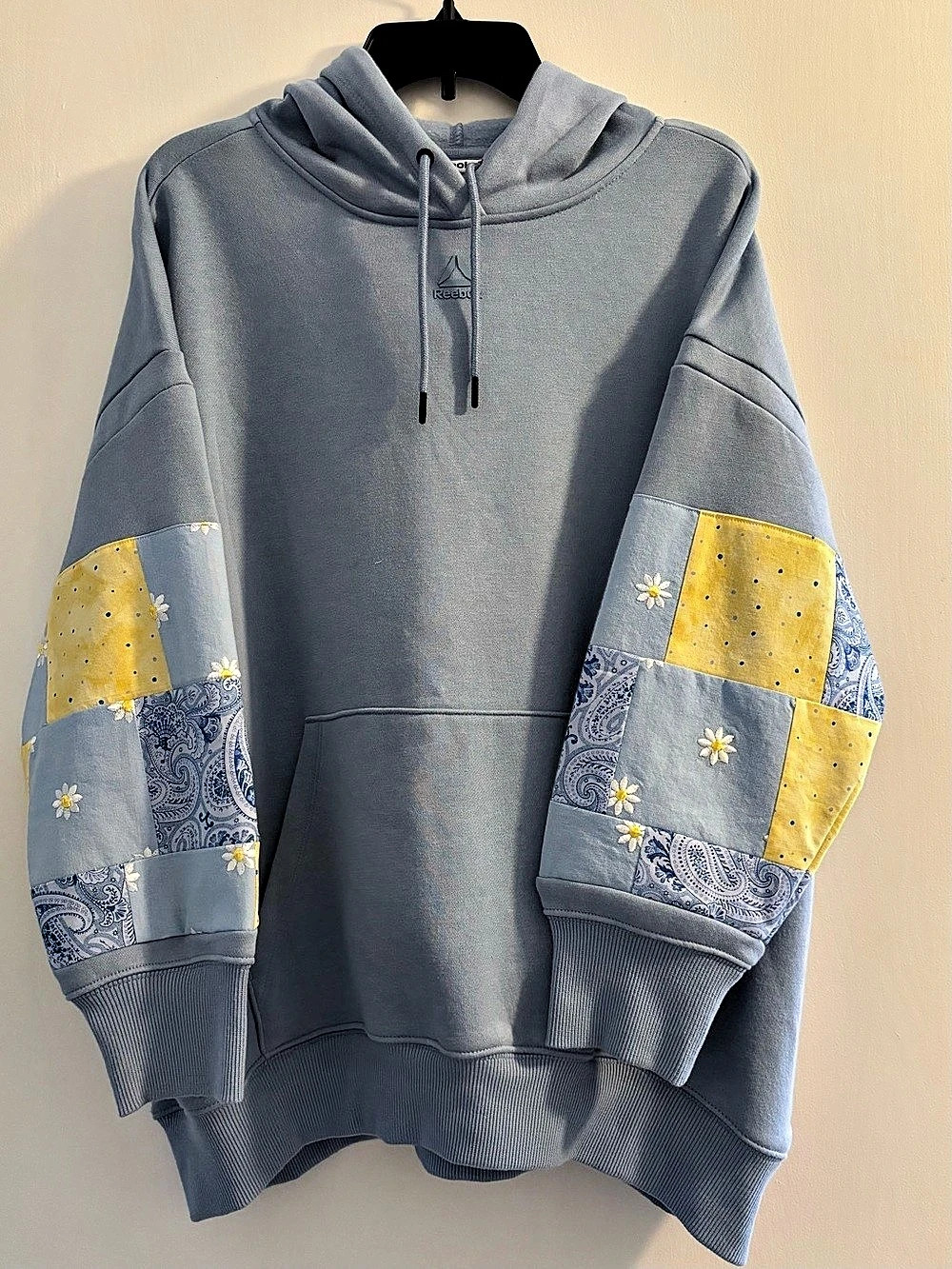 Reebok Color Block Patchwork Sleeve Hoodie